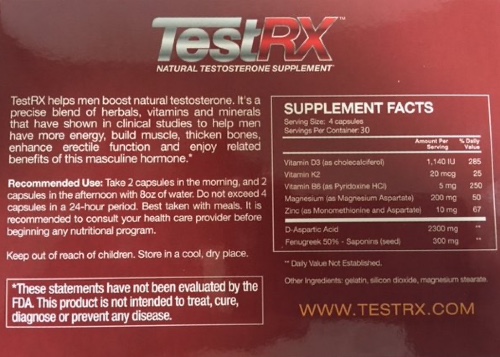 TestRX Ingredients